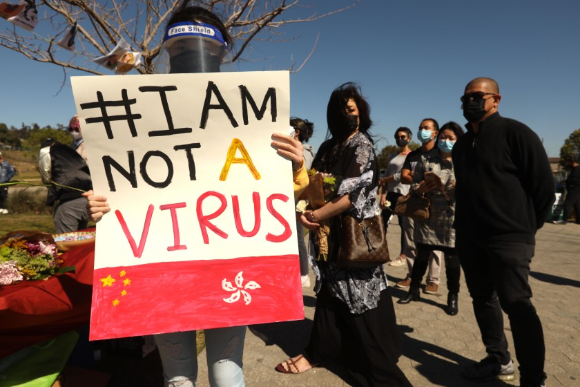 A rally was held on February 20th at Los Angeles State Historic Park to magnify the recent violence targeting the Asian community. Anti-Asian and Pacific Islander attacks all over the country have significantly increased as a result of the COVID-19 pandemic. Photo courtesy of Genaro Molina/Los Angeles Times.