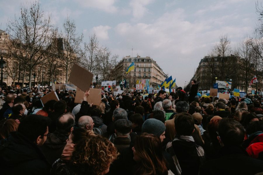 Protesters gathered in Paris, France on March 5 to protest the Russian invasion of Ukraine, joining a global outcry against Russia. West High students have also expressed support for Ukraine by staying informed, donating money, and posting resources on social media. Photo courtesy of Mathias P. R. Reding.
