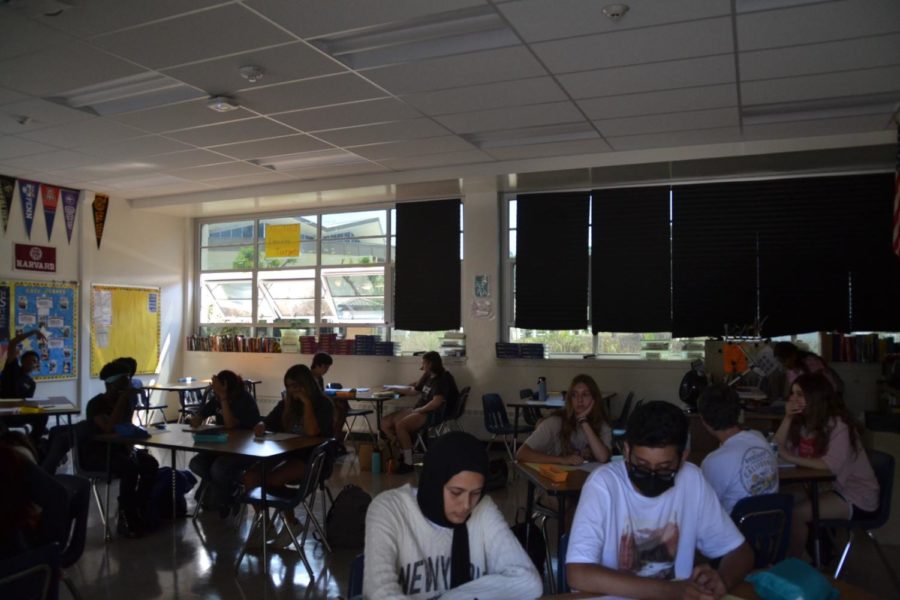 Because of the intense heat wave, teachers were using different ways to
keep their classroom cool and prevent the students from getting a heat
stroke. Mrs. Dugard, used sheets for her window to prevent the sun
from coming into her classroom.