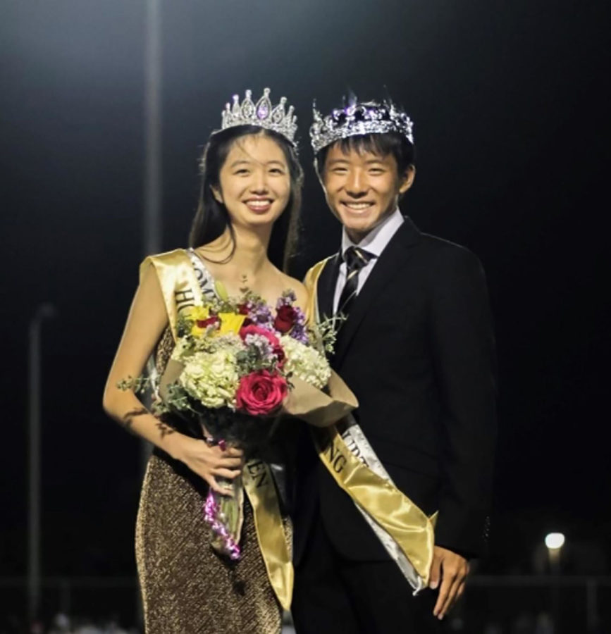 Lauren Ng (12) and Frank Wong (12) share the life-long memory of becoming West’s new Homecoming champions. The stadium roared with excitement as Wong and Ng’s  names were announced.