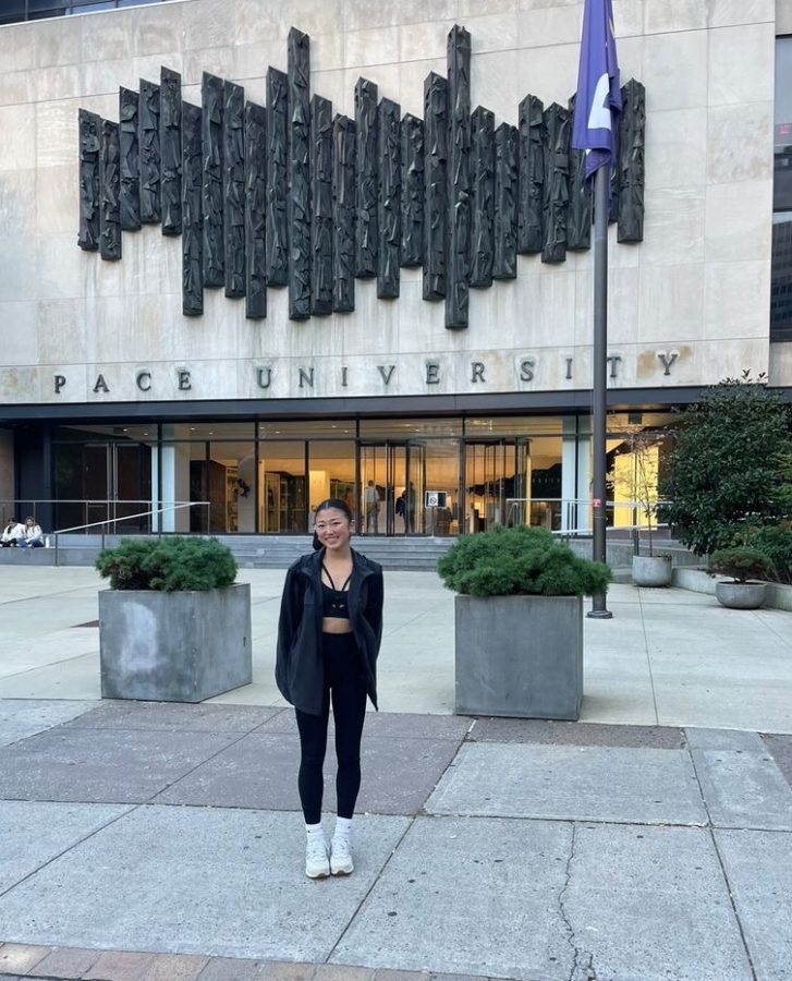 On her last trip to New York, Nene Nakagomi (12) visits her dream school: Pace University. She completed the required “live audition” portion of her application — dancing in front of a panel of judges. She’s still waiting on her results. Photo Courtesy of Nene Nakagomi.