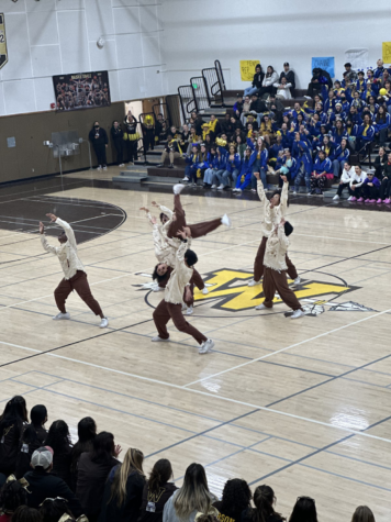 West’s All-Male team performs their “killer” monster dance at the end of the Spirit Day event. Julia Araujo (12) felt happy noticing that “all of the teams competing seemed to be enjoying themselves.” 