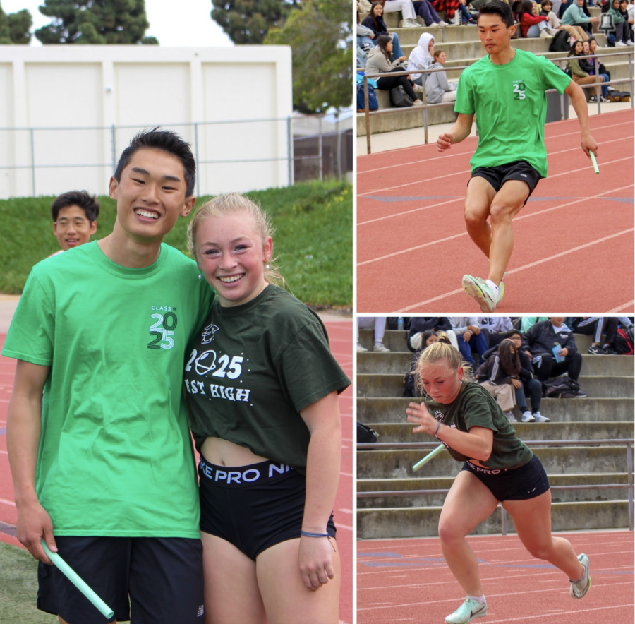 Sophomore+Shannon+Gilman+%2810%29+leads+off+the+line%2C+handing+the+baton+off+to+Caden+Matsumoto+%2810%29%2C+finishing+Mondy%E2%80%99s+4x100+meter+relay+race+with+a+first+place+win+on+March+20.+The+Sophomores+also+dominated+Tuesday%E2%80%99s+basketball+competition%2C+proving+to+be+a+huge+threat+in+the+games.+By+the+end+of+the+week+they+were+named+the++winners+of+the+West+High+Olympics.+