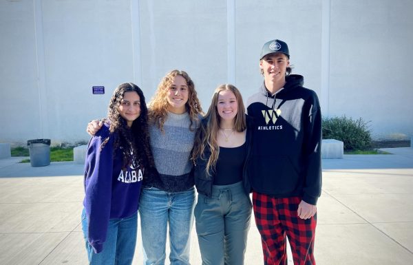 From left to right: Seniors Gizelle El Assal, Amaya Sanles, Makena Irvine, and Dylan Smith celebrate their commitment and signing to college. What began as a process almost two years ago, the seniors expressed their elation to continue playing sports at the collegiate level.