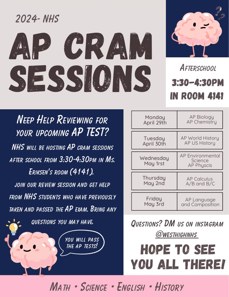 The National Honor Society provides help in many AP exams. Tutors were assigned to one subject to improve their tutees experience, providing advice based on previous experience in each class. “I recommend coming to these AP cram sessions because you can receive help from students who have previously and recently taken the test,” NHS board member Katie Ho (12) explained. 
